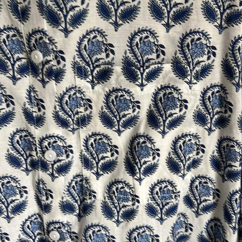 JCREW Blue Garçon Cotton-blend Voile Shirt In bouquet block print - Picture 7 of 9